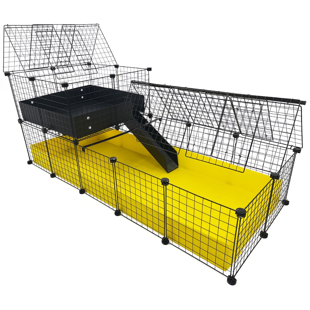 XL 2x5 Grids with 2x2 Wide Loft Covered C C Guinea Pig Cage Cagetopia