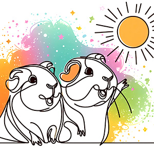 illustration art of two guinea pigs asking a question