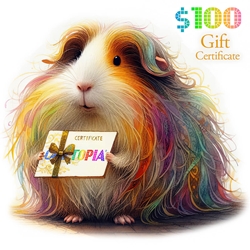 $100 Gift Certificate graphic for the Cagetopia Guinea Pig C&C Cages store