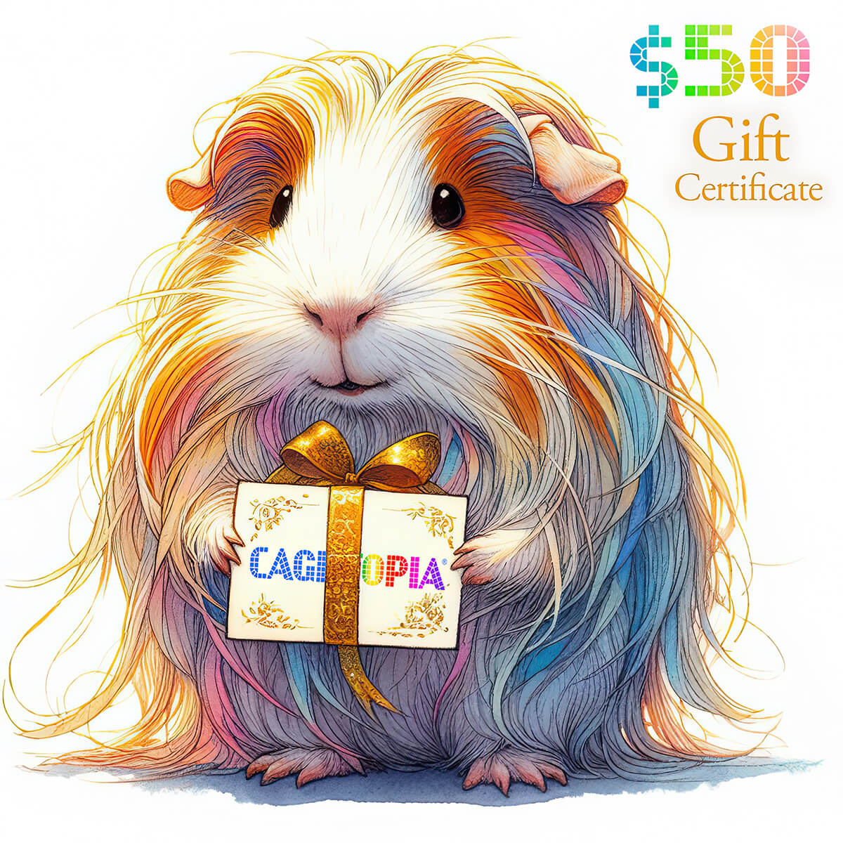 $50 Gift Certificate graphic for Cagetopia C&C Guinea Pig Cages and Supplies