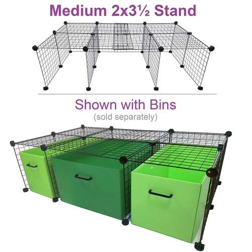 Medium 2x3.5 grids C&C Guinea Pig Cage Stand with bins shown