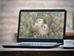 Enchanted Garden Whimsey art of guinea pigs on a laptop display