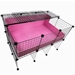 2x3 Small C&C Covered Cage half open, folded back on a Stand shown in pink with a high back wall