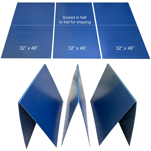 Coroplast sheet (48"x96") cut in thirds and each third scored in Half - Cagetopia