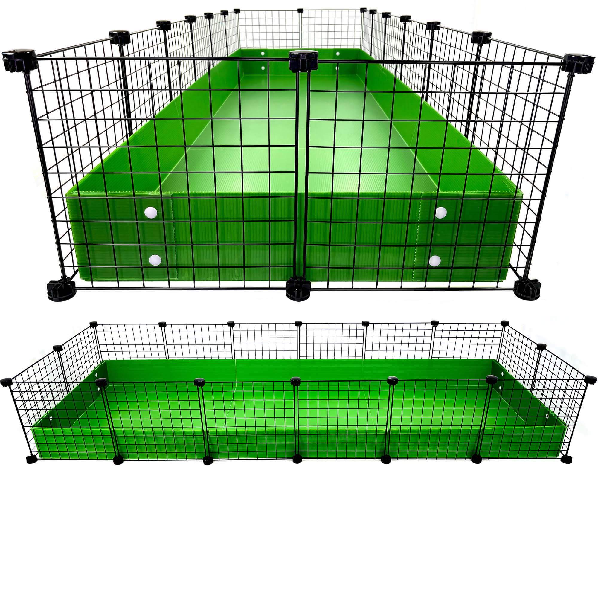 Jumbo 2x6 grids C&C Guinea Pig Cage by Cagetopia in Green Coroplast