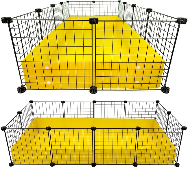 Large 2x4 grids C&C Guinea Pig Cage by Cagetopia in Lemon Yellow Coroplast