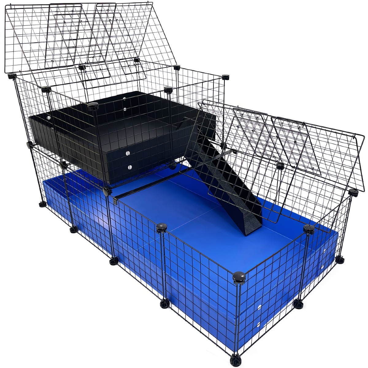 Large 2x4 Grids with 2x2 Wide Loft Covered C C Guinea Pig Cage Deluxe Two Level C C Cages Covered Cagetopia