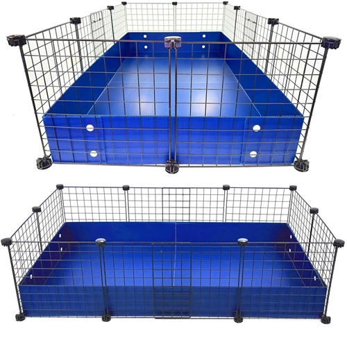 Medium 2x3.5 grids C&C Guinea Pig Cage by Cagetopia shown in Blueberry Coroplast