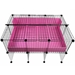 Small 2x3 grids C&C Guinea Pig Cage with FlipFold closed cover on a stand for guinea pigs in pink