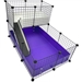 Small 2x3 grids C&C Guinea Pig Cage with a 1x2 Narrow Loft by Cagetopia - in purple and white