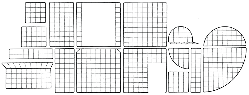 Specialty Grid array - different sizes and shaped C&C grids